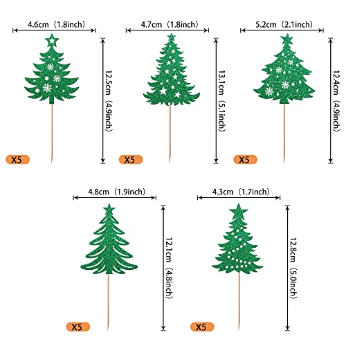 Rsstarxi 30 Pack Christmas Tree Cupcake Toppers Glitter Merry Christmas Tree Snowflake Cupcake Picks For Winter Merry Christmas Theme New Year Holiday Baby Shower Kids Birthday Party Cake Decoration #TOP1