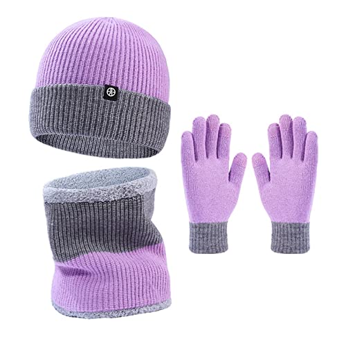 Costume d'hiver en laine tricotée avec écharpe châle réversible et gants isolants