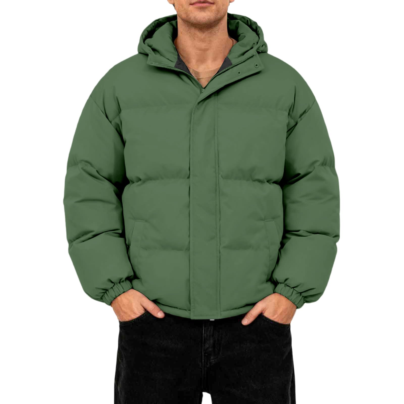 Generisch Herren Baumwolle Winterjacke Winter Warm Daunenjacke Fashion Einfarbige Winterparka Freizeit Bequeme Casual Thermo Mantel Lässige Jacket Weich Herrenjacke M-5XL