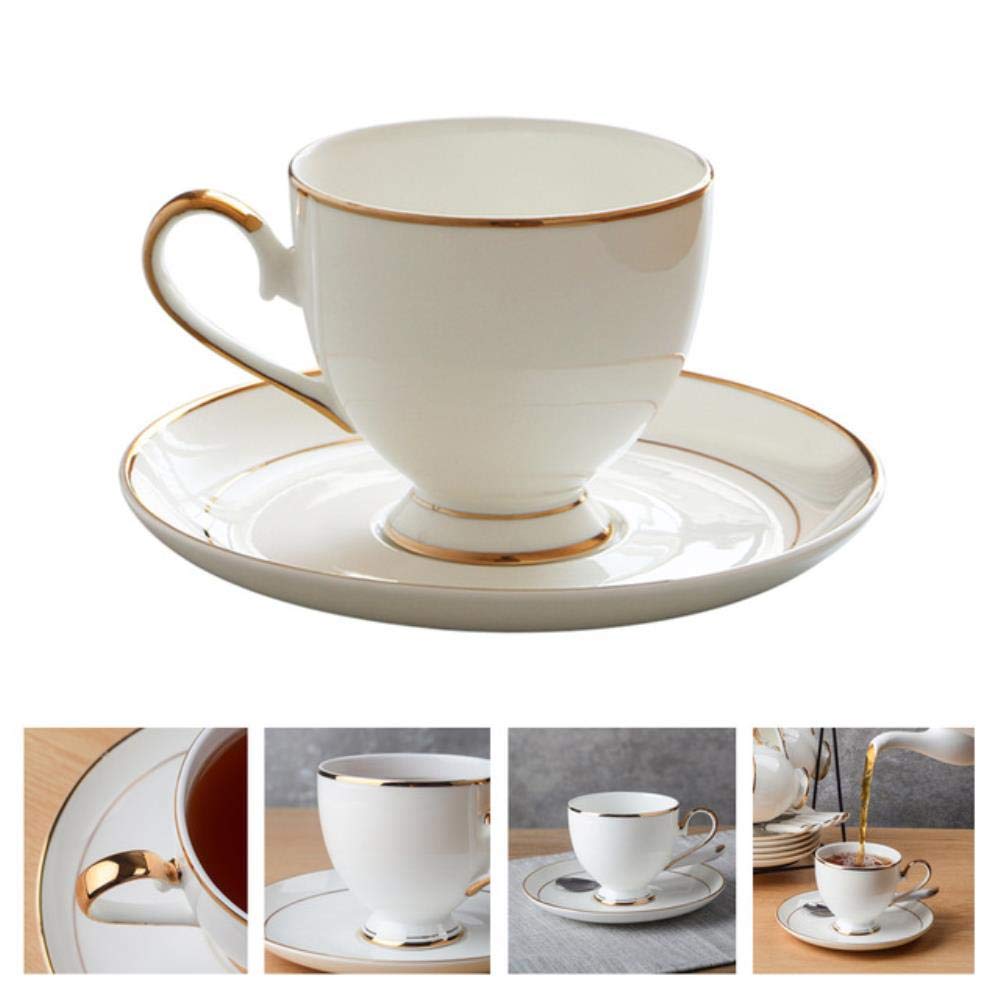 Europa Noble Bone China Kaffeetasse Untertasse Löffel Set 200ml Luxus Keramikbecher Hochwertiges Porzellan Teetasse Cafe Party Drinkware, Beauty