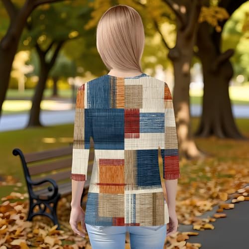 Girls 3/4 Sleeve Floral Print T-Shirt Soft Lightweight Crewneck Top Casual Comfortable Fall Tee for Kids3