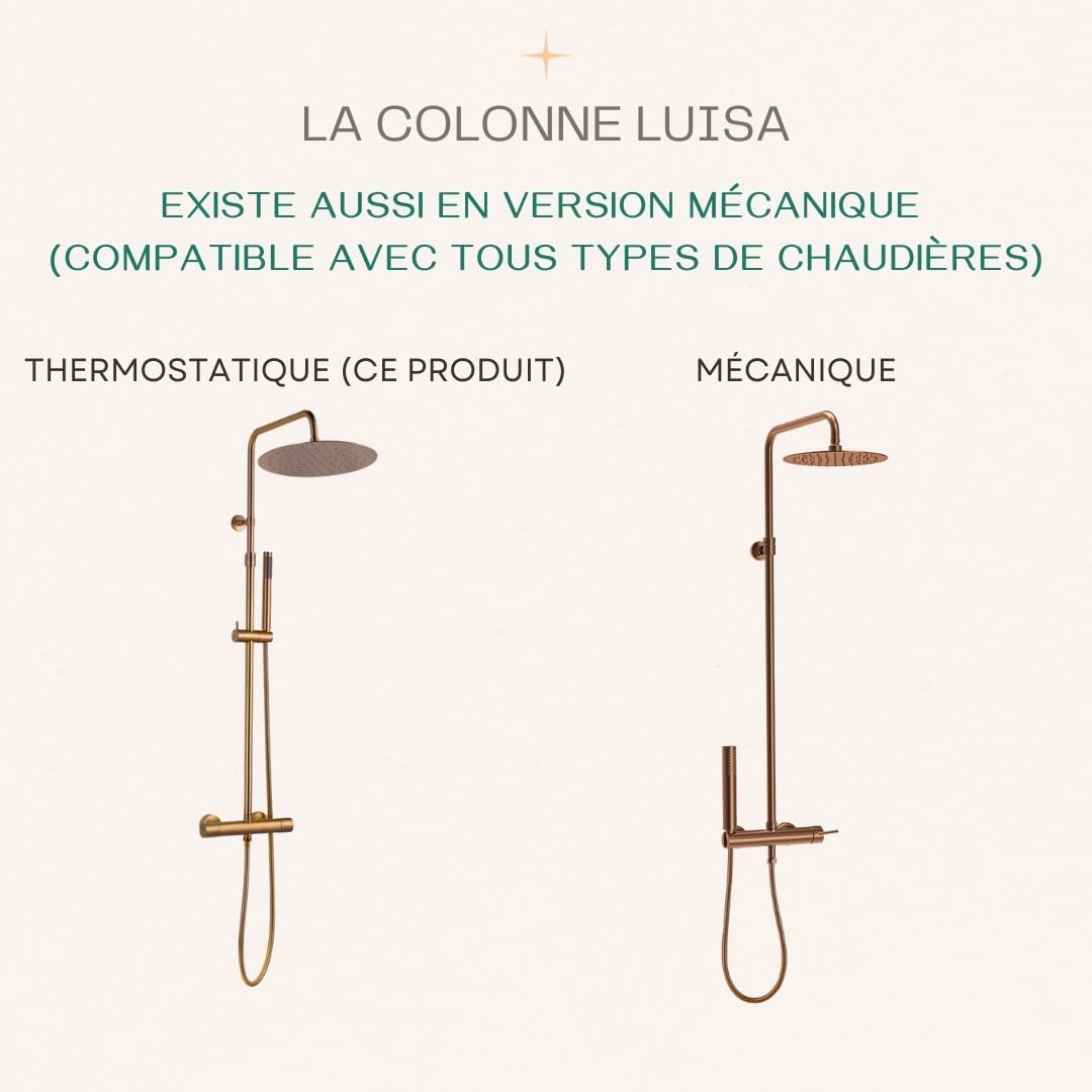 Essebagno Luisa II columna de ducha termostática cobre cepillado
