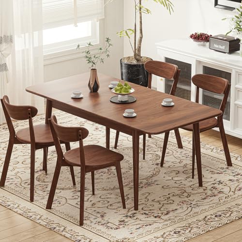100% Solid Wood Extendable Dining Table, 47"-63" Mid Century Mode...