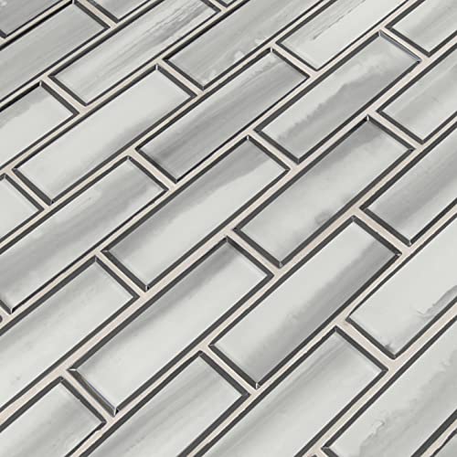 Msi Ombre Grigia Glass Mesh-Mounted Mosaic Tile For Bathroom, Kitchen Backsplash, Accent Wall Tile, And Shower Wall Tile, Sample #TOP3