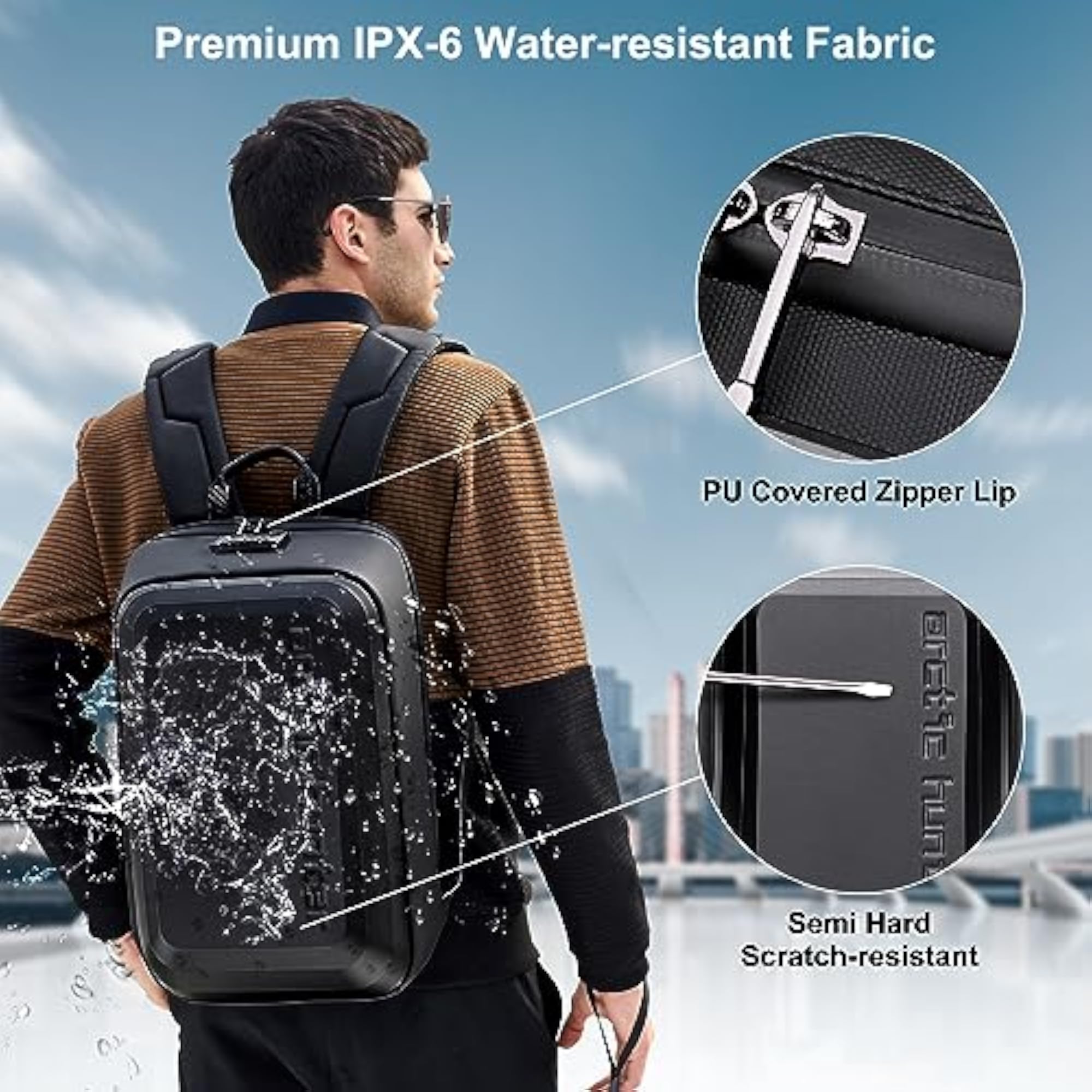 Slim Backpack for Men 18L Semi-hard 15.6" Laptop Bag