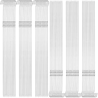 SINJEUN 60 Pcs 38cm/15 Inch Flat BBQ Kebab Skewers Stainless Steel Barbecue, Metal Kebab Skewers Grilling Skewers Kebab for Oven, Shish Kabob, Jacket Potato Spike