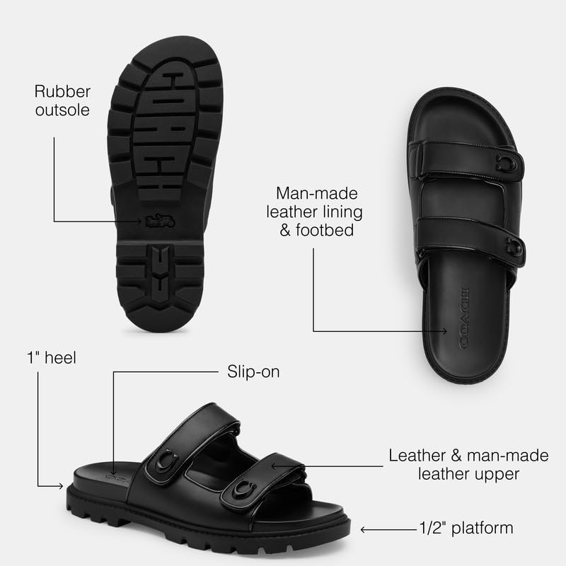 Coach Women's Denim Quilted Sculpted C Double Band Sandal Flat3