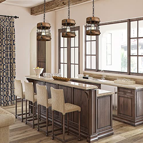 Wochos Retro Industrial Metal And Wood Farmhouse Chandeliers thumb #2