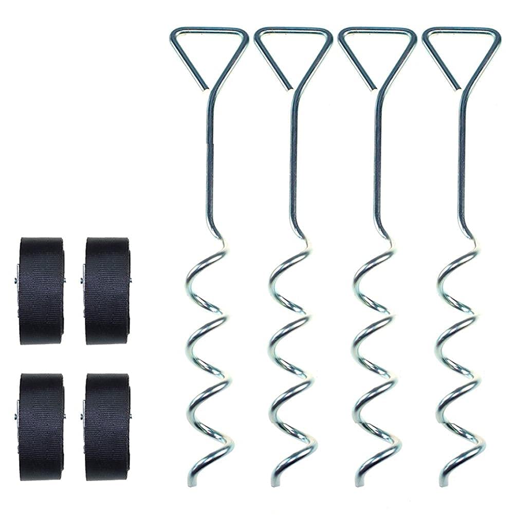 GHQBDMG Trampoline Stakes Heavy Duty Trampoline Parts Corkscrew Shape Steel Stakes Anchor Kit with T Hook for Trampolines, Swings, Garden Sheds, Playhouses