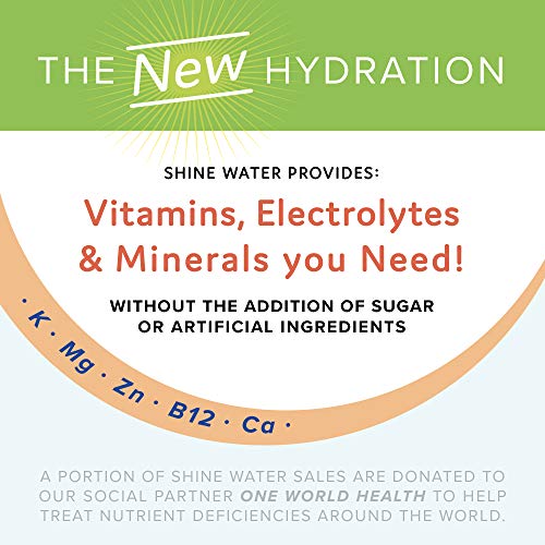 Shine Water "The New Hydration" Vitamin D + Electrolyte + Antioxidant Water, Zero Sugar, Naturally Flavored, Made in The USA! 16.9oz. BPA Free Bottle (12 Pack) (PEACH MANGO)