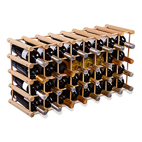 GIANTEX Casier à Vin pour 36 Bouteilles, Range Bouteille en Pin Massif avec 4 Étagères, Désign...