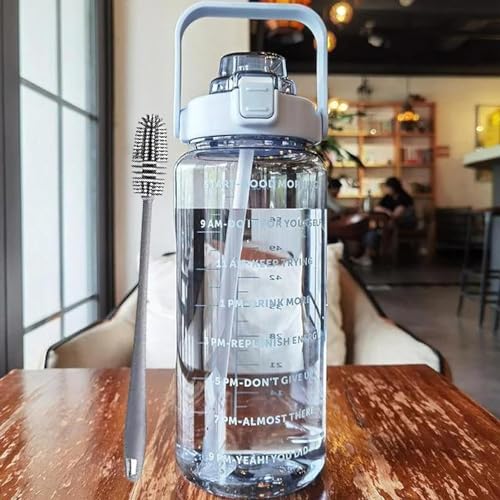 Darkpyro 2L Capacity Belt Straw Transparent Motivational Water Bottle for Office, School, College & Gym Time Marker Leak Proof & Break-Proof comes with Silicon Brush BPA-Free Sports Bottle, Multicolor (B0DBHQHY23) Amazon Price History, Amazon Price Tracker