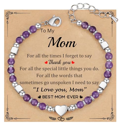 Christmas Gifts for Women, Stocking Stuffers for Teens Beaded Bracelets for Women Gifts for Mom Christmas Gift Mothers Day Gift for Grandma Daughter Bonus Mom Nature Stone Bead Bracelet Graduation Jewelry for Her 2026