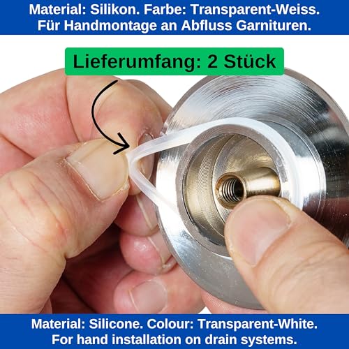 Ersatzdichtung für Pop-Up Abfluss Garnitur, 2-teilig, Dichtungsringe aus Silikon, Pop-Up Reparatur Verschluss Dichtung, Ablaufgarnitur Lippendichtung, O-Ringe Dichtung Ablassventil Popup, Push-Up Seal