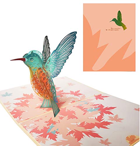 DEESOSPRO® Tarjeta de Cumpleaños Regalo para Familiares, Amigos y Amantes Especial, Tarjeta de Felicitación Emergente 3D, Colibrí