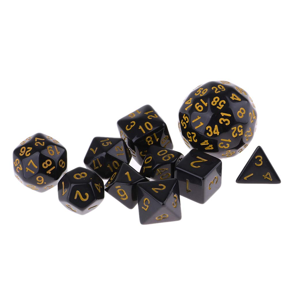 Lot de 10 dés polyédriques en acrylique - Jaune