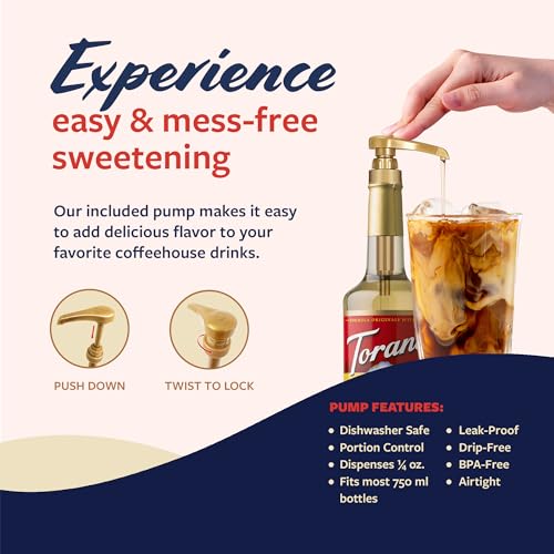Image of Torani Coffee Syrup, Cheesecake Flavored Syrup for Drinks, Pump Included, Glass Bottle 25.4 Fl Oz