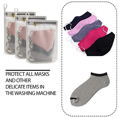 Tenrai 3 Packs Delicate Laundry Bags For Reusable Face Masks And Reusable Makeup Remover Pads,Fine Mesh Wash Bags,Use Ykk Zipper, With Hanger Loop, Portable Mask Storage Bag (3 Small) #TOP5