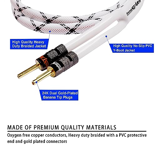 InnoStars Fio de alto-falante 12AWG OFC HiFi com dois plugues de ponta banana banhados a ouro (4,5 m