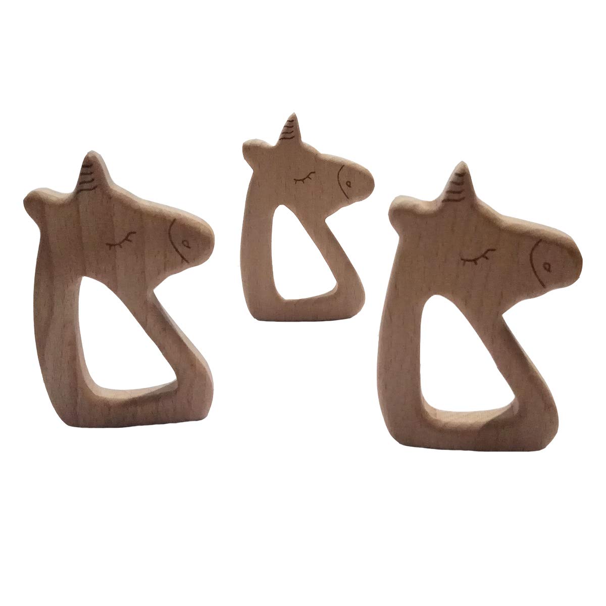 Arakierst 5pcs Beech Wooden Horse Montessori Toys Home Decorations Wood Cartoon Animal Craft for Painting Party Photography Tabletop Adorns (Horse