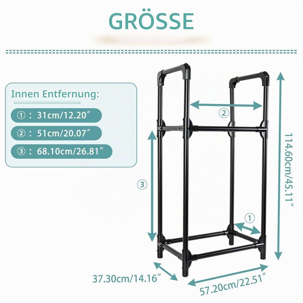 Hershii Reifenständer 2 Ebenen Reifenregal für 4 Reifen aus Metall für Garage Keller Werkstatt Lagerhaus,57.2 X 37.3 X 114.6cm (Black) | Reifenständer für Innen und Außen - schwarz Metall 50 cm x 35 cm x 110 cm
