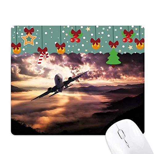 Tapis de souris en caoutchouc de Noël rouge foncé une idée cadeau pour le bureau des fêtes