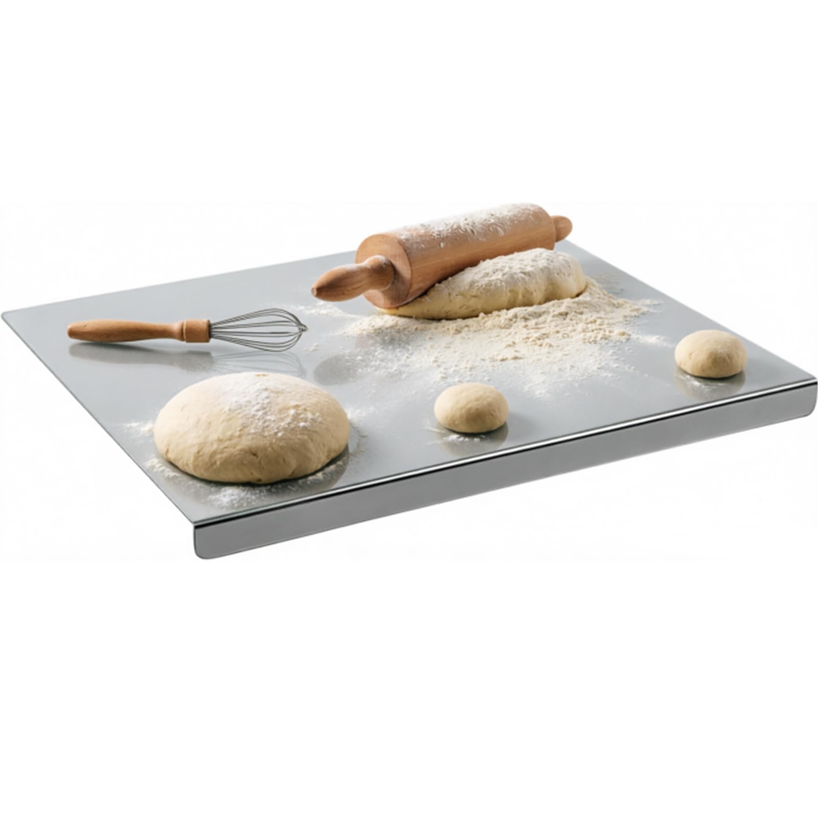 Large Stainless Steel Cutting Board 40 x 30 cm Pastry Board with Lip, Kitchen Worktop Protector, Metal Chopping Boards, Counter Edge Cutting Boards for Baking Bread Dough Meat Vegetables