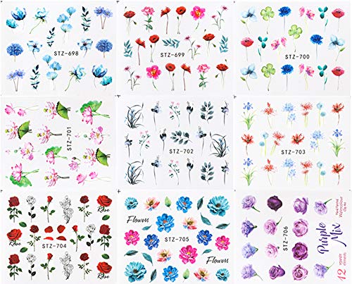 TOFD Nagelsticker für Frauen Nail Art Dekorationen 24 Blatt Nail Art Aufkleber Wassertransferblüte Blume Flamingo… – Bild 6