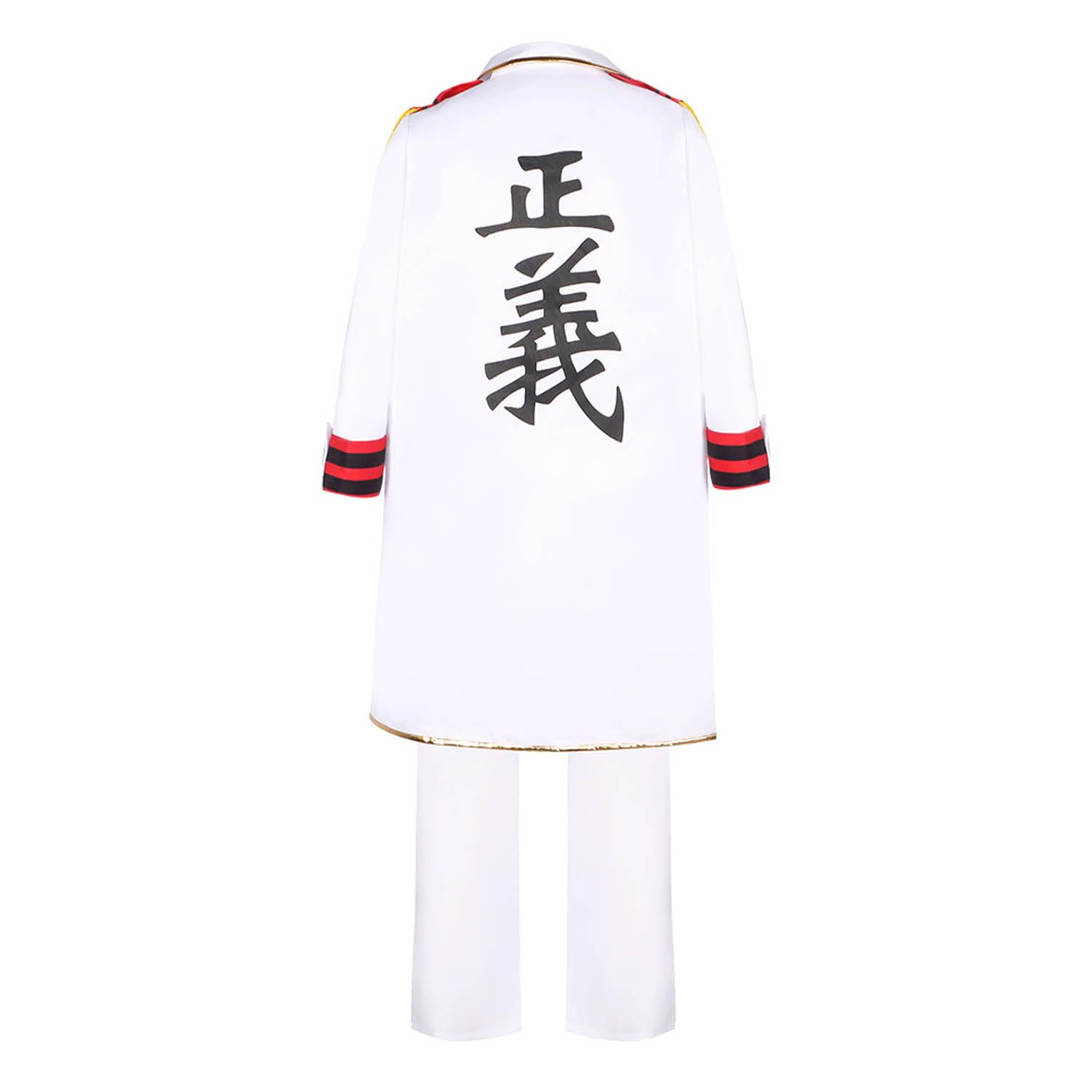 Anime One Piece Monkey D Garp Cosplay Costume Tenue Portgas D Ace Jeu de Rôle Uniforme Blanc Cape Chemise Ensemble Complet Halloween Carnaval Fête Habiller pour Hommes