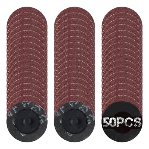 SPEEDWOX 50Pcs 2" 60 Grit Roll Lock Quick Change Discs Aluminum Oxide Coated Die Grinder Accessories Aluminum Oxide Sandpaper Disc Roll Lock Sanding Discs Quick-Change Sanding Discs