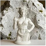Macamolly Decoración del hogar Medusa with Attitude Escultura The Original Talk to The Hand Icon una diosa griega con dedo medio 20 cm de alto, un regalo original para amigos y colegas-Medusa