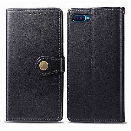 Funda Oppo K1 / R15X, de piel sintética de alta calidad, con cierre magnético redondo, ranuras para tarjetas, funda protectora con correa de mano para Oppo K1 / R15X, compatible con OPPO K1 / R15X