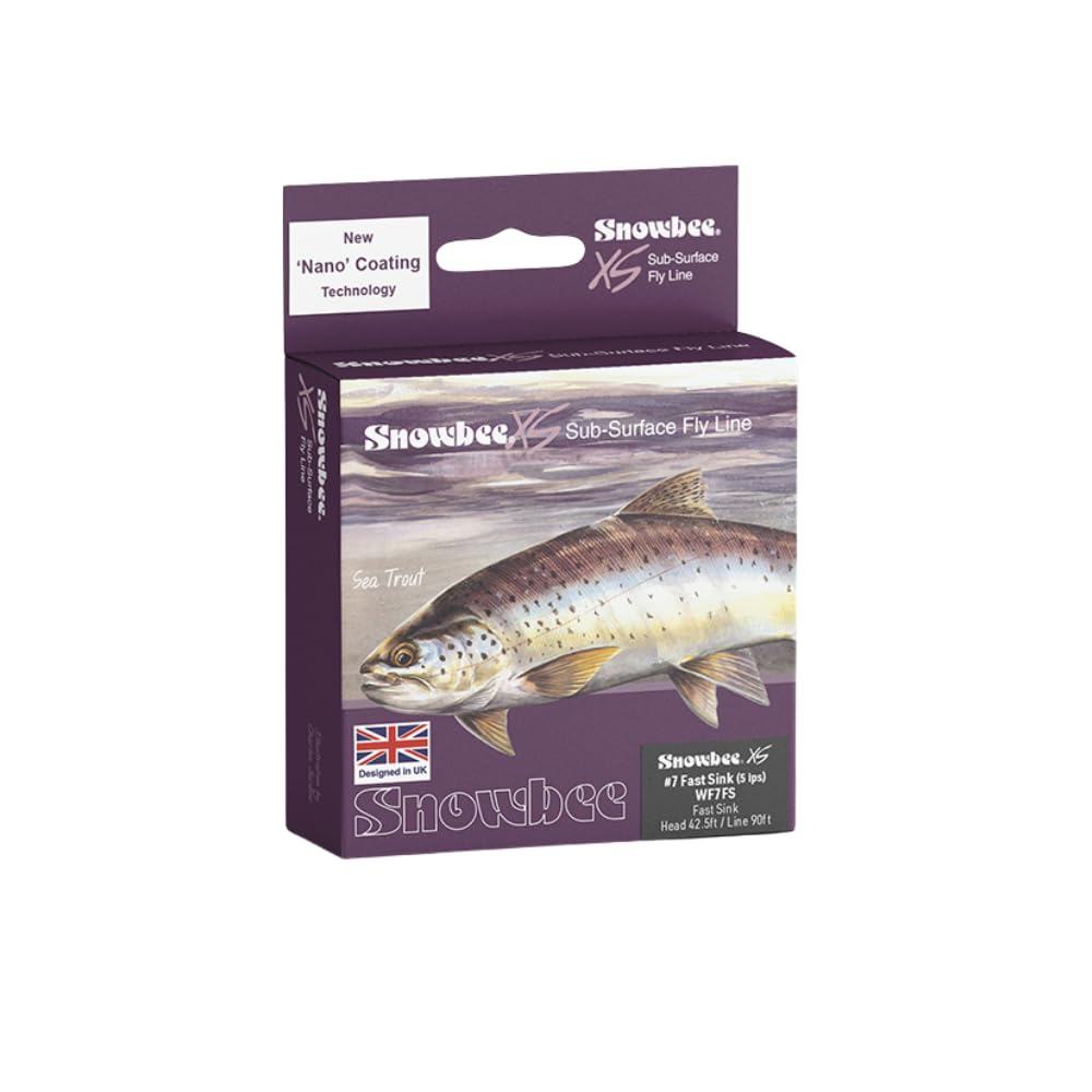 Snowbee XS Sub-Surface Fast Sink Fly Line WF8 – Charcoal | 90ft Weight Forward Design with 5 ips Sink Rate