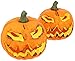 Produktbild com-four® 2X Kürbis mit LED Beleuchtung - Windlicht für Halloween und Herbst - Deko Kürbis mit gruseliger Fratze (002 Stück - Kürbis 16 cm)