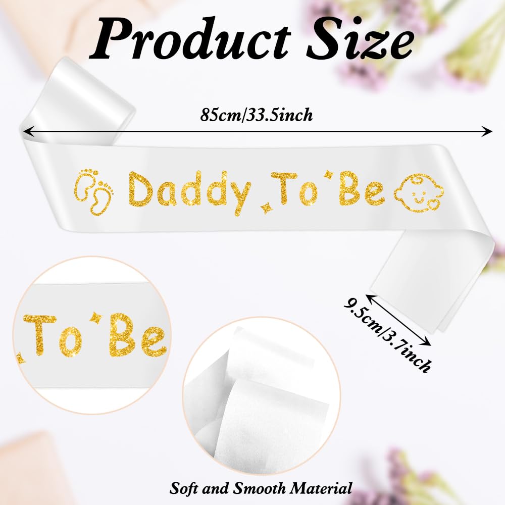 Mummy to Be Sash Baby Shower Sash Daddy to Be Party Decorations White Mum to Be Baby Gender Reveal Gifts New Mum Gifts New Parents Gifts Baby Shower Decor Pregnancy Gifts for Mother - Image 2