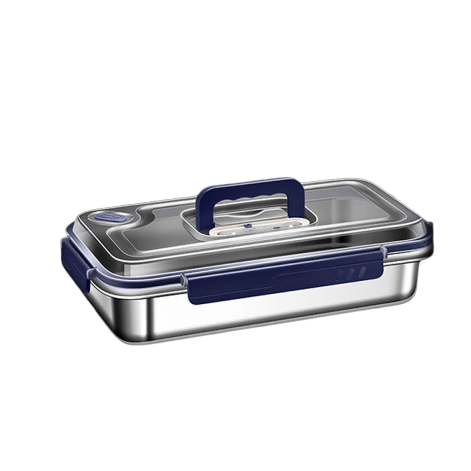 Lonchera Caja de Almuerzo Recipiente Hermético Acero Inoxidable de Gran Capacidad Apilable Portátil para Picnic Oficina Camping Escuela Viaje, 2400 Ml