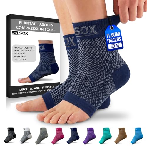 SB SOX Compression Socks for Plantar Fasciitis Relief (Navy, XL)