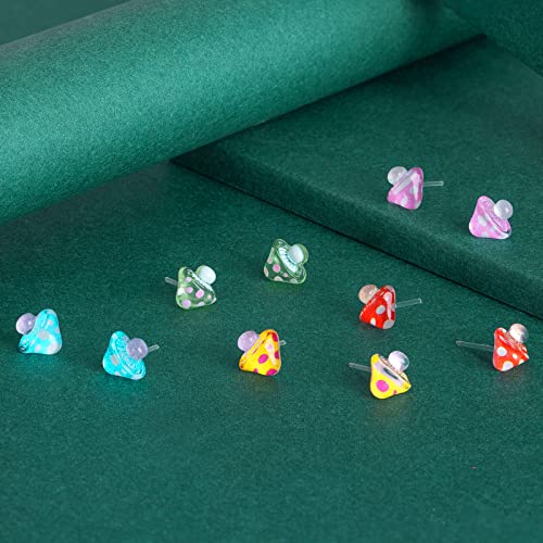 Plastic Earrings, KMEOSCH Mushroom Plastic Earrings - 2 Pairs of Hypoallergenic Studs for Sensitive Ears (Add a playful and fun touch to any outfit)4
