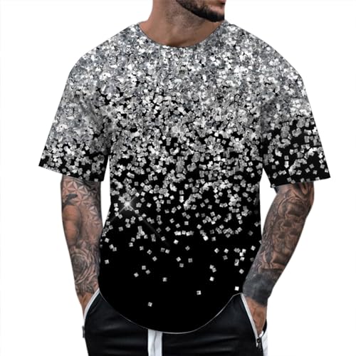 T-shirt manches courtes homme impression 3D paillettes pour scène et loisirs