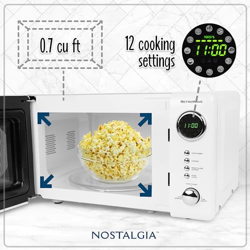 image for Nostalgia Retro Compact Countertop Microwave Oven - 0.7 Cu. Ft. - 700-