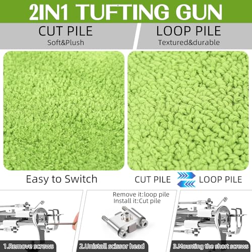 Image of Rug Tufting Gun with Carpet Trimmer Kit,Tufting Gun Starter Kit Professional Tufting Rug Making Machine,2 in 1 Cut Pile Loop Pile Tufting Gun Kits for Beginners and Amateur