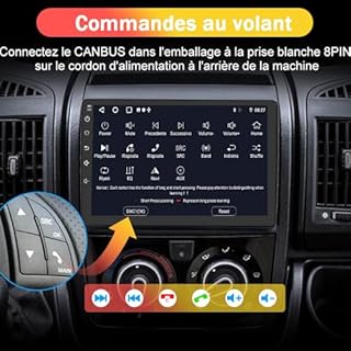 AWESAFE Autoradio [6Go+128Go] pour Peugeot Boxer II/Citroën Jumper II/Fiat Ducato Android 13 avec 4G Carplay Android Auto 9 Pouces GPS WiFi USB FM Bluetooth Commande au Volant