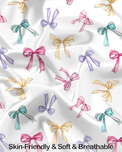 Mikrdoo Silk Pajamas for Girls 2-Piece: Short Sleeve Tops and Pants Satin PJs Fashion Sleepwear for Kids 3-14 Years3