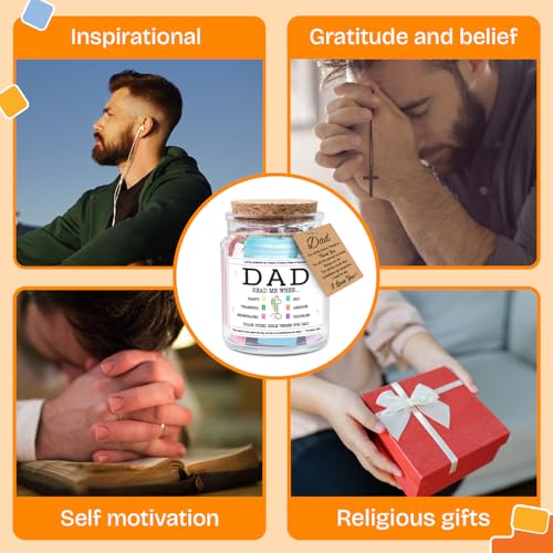 Image of NewEleven Fathers Day Gift For Dad From Daughter, Son - Bible Verse Jar For Father, Inspirational Scripture Jar With 92 Bible Verses, Decorative Christian Gift For New Dad