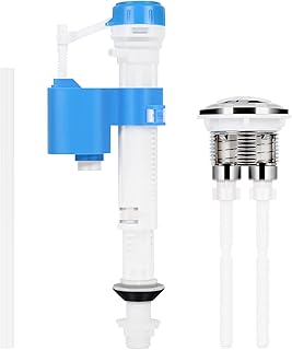 Finetoknow 38MM Toilet Flush Button & Toilet Fill Valve,Toilet Cistern Flush System Accessories,Dual Push Button+Bottom Entry Float Flush Cistern Valve,Anti Syphon,Adjustable