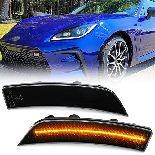 Nslumo Led Side Marker Lights Replacement For 2022 2023 Su'baru Brz Zd8 2022-Up To'yota Gr86 Zn8 Jdm Style Amber Led Front Bumper Side Marker Reflector Signal Light Kit Lh Rh Smoked Lens Sidemarkers #TOP29