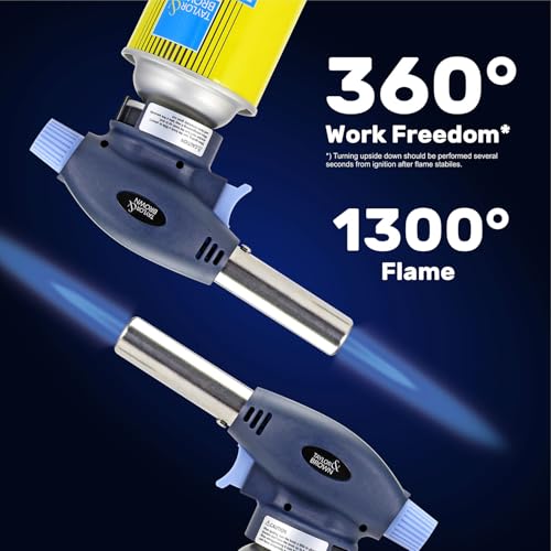 Blow Torch with 4 Butane Gas Bottles - for Camping, Cooking, Kitchen, BBQ, Desserts, Creme Brulee | Refillable Flamethrower Welding Refill Auto Ignition Soldering Weed Burning Blowtorch Lighter - Image 4