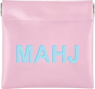 1 Pcs Mahjong Dice Bag Mini Tile Pouch,Light Pink | 3.8"x3.9" PU Leather Squeeze Closure, Compact Storage for Tiles Coins Travel, Ideal for Board Game Party Accessory