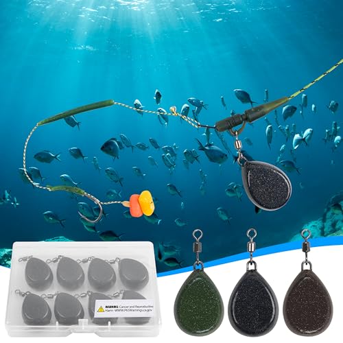 Image of AGOOL Carp Wegihts Fishing Sinkers - Tapered Flat Sinker with Rolling Swivels 2oz Coatd Lifelike Color Carp Fishing Gear Tackle