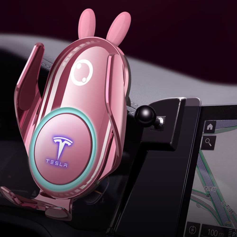 Soporte Móvil Coche,Soporte Móvil Coche para el Salpicadero Rejillas de Aire y Parabrisas para Tesla Model 3 2020 2021 2022 2023 2024.,A-Pink